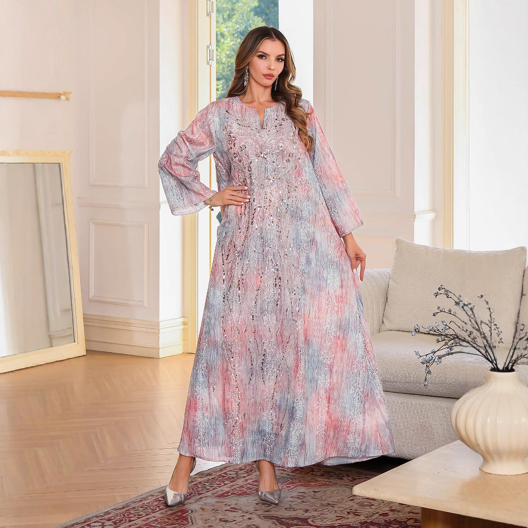 Elegant Embroidered Rhinestone Maxi Dress – Breathable Summer Evening Gown for Parties & Banquets Secondary image
